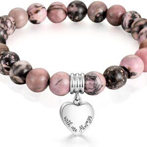Heart Cremation Urn Bracelet Stainless Steel Keepsake Memorial Jewelry Women